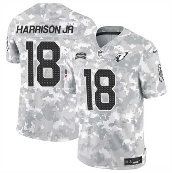 Mens Arizona Cardinals #18 Marvin Harrison Jr. 2024 F.U.S.E. Arctic Camo Salute to Service Limited Stitched Jersey Dzhi